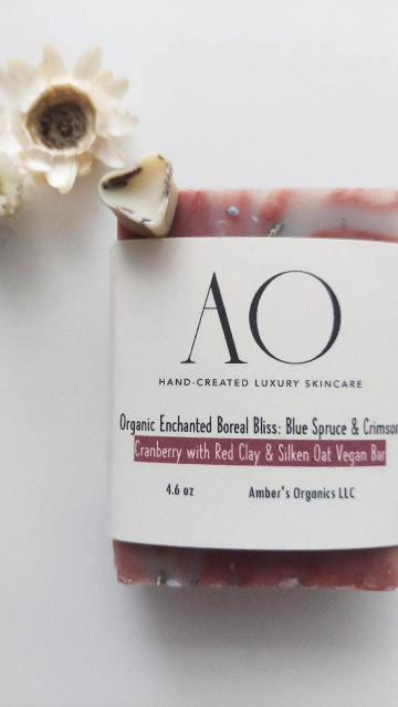 Organic Blue Spruce + Red Cranberries with Red Clay + Emollient Oats Christmas Essential Oil Vegan B