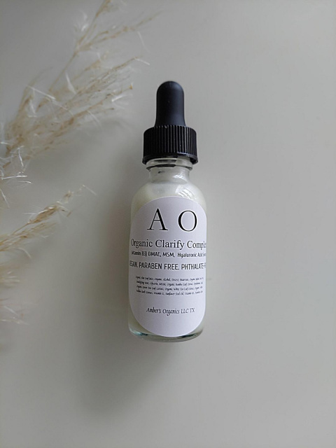 New! Organic Clarify Complete (vitamin B3) DMAE, MSM,  hyaluronic acid serum