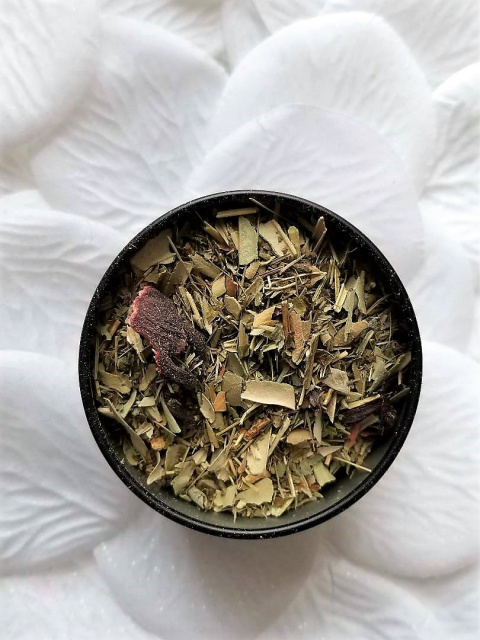 Organic Holy Basil, Hibiscus & Lemongrass Restorative Tisane. 